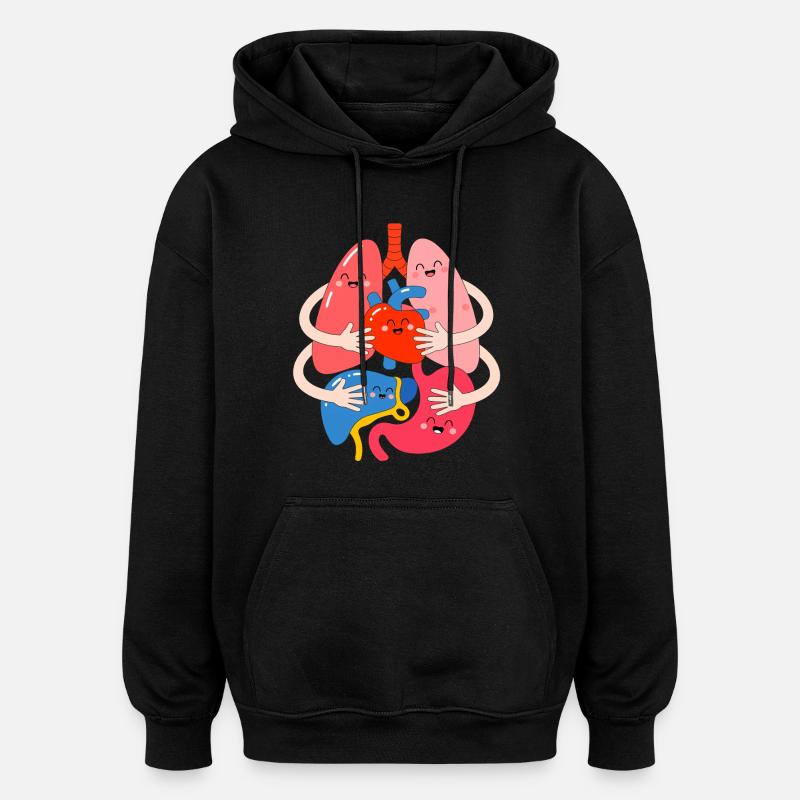 Câlin de l’équipe HerzLunge - Sweat à capuche oversize unisexe - noir