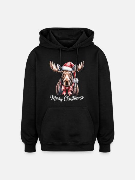 Christmas Moose – Merry Christmoose - Oversized Unisex Hoodie - black