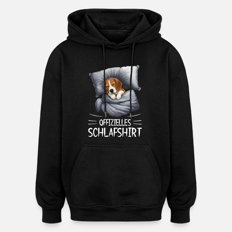 Beagle Sleep Shirt Cuddly Blanket - Oversized Unisex Hoodie - black
