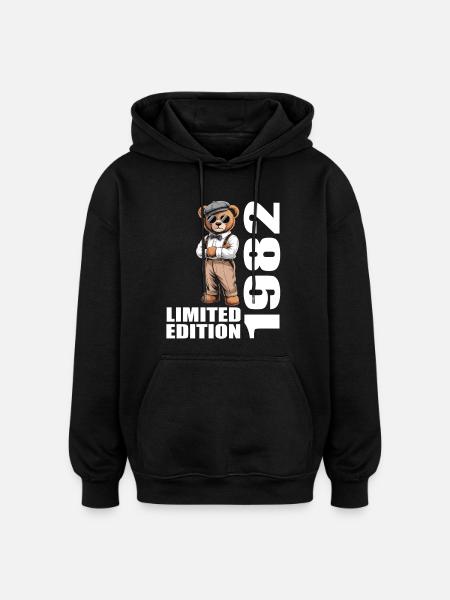 1982 Édition limitée Ours Anniversaire 1982 - Sweat à capuche oversize unisexe - noir