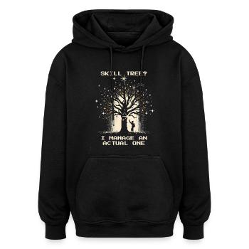 Skillbaum? Ich manage echte Bäume | Forst - Oversized Unisex Hoodie - Schwarz - Vorne - Noah (186cm)
