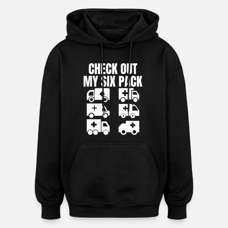Check out my six Pack - Oversized Unisex Hoodie - black