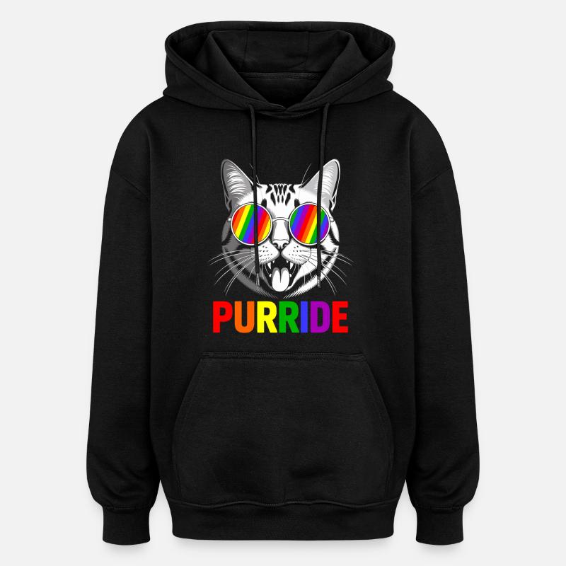 Purride Cat Rainbow Shades - Sweat à capuche oversize unisexe - noir