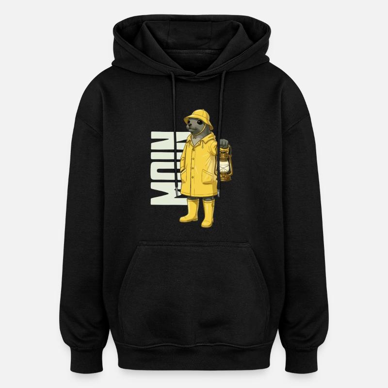 SCEAU DE MOUILLAGE EN VISON FRISON - Sweat à capuche oversize unisexe - noir