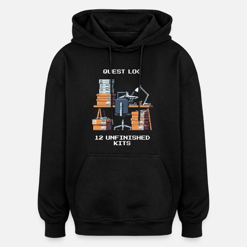 Questlog: 12 unfertige Kits | Modellbau - Oversized Unisex Hoodie - Schwarz