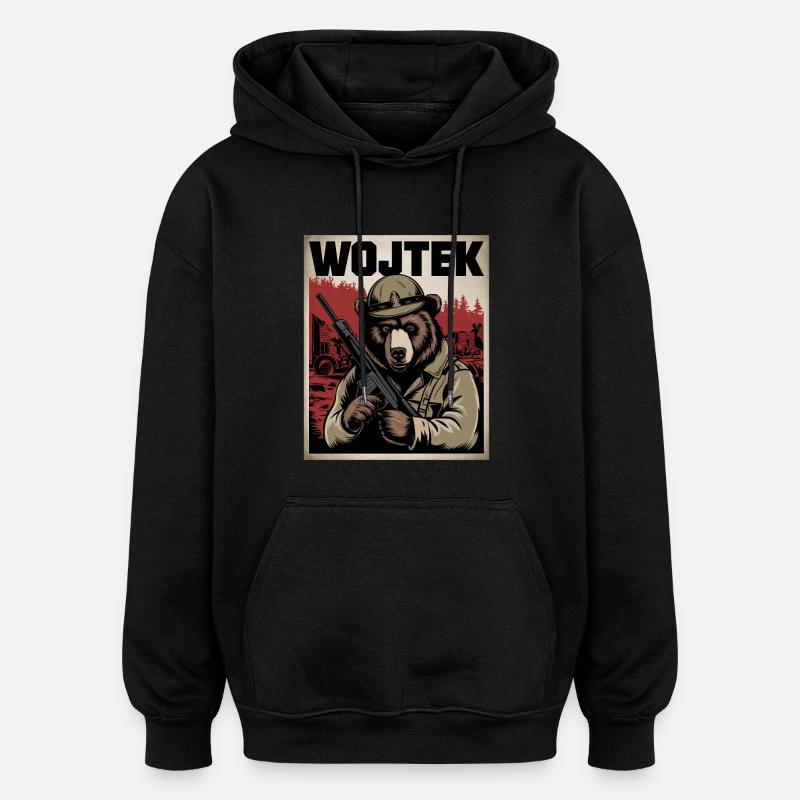 Wojtek Der Kriegsheld Bär - Oversized Unisex Hoodie - Schwarz