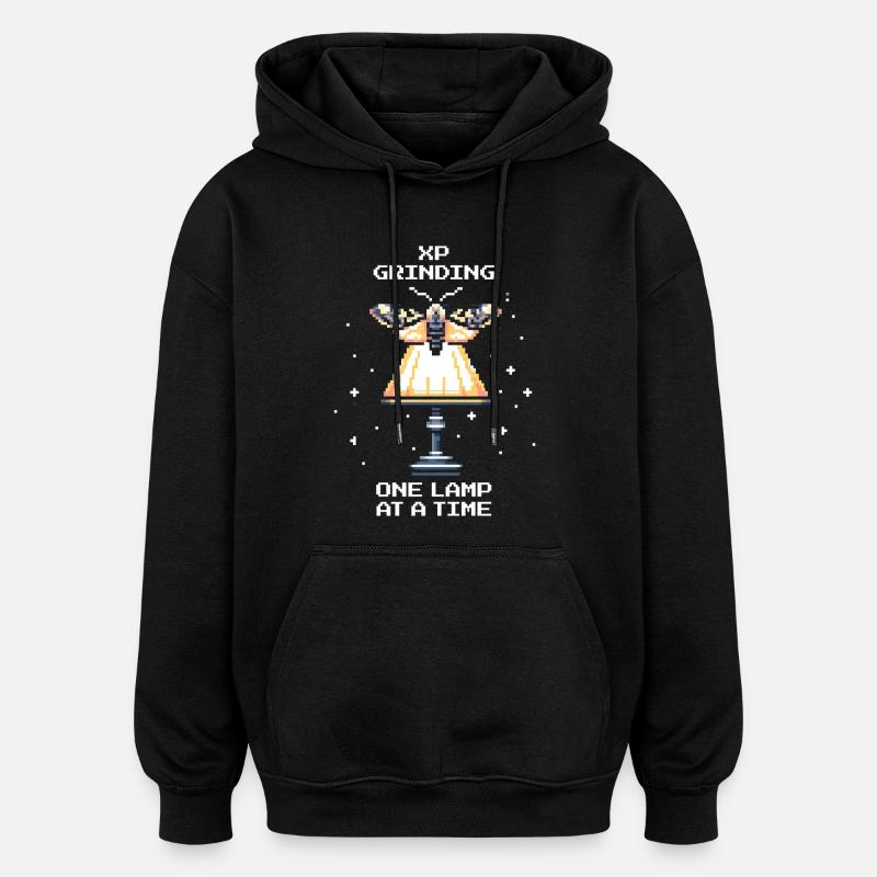 XP Grinding | Moth Gamer Saying - Oversized Unisex Hoodie - black