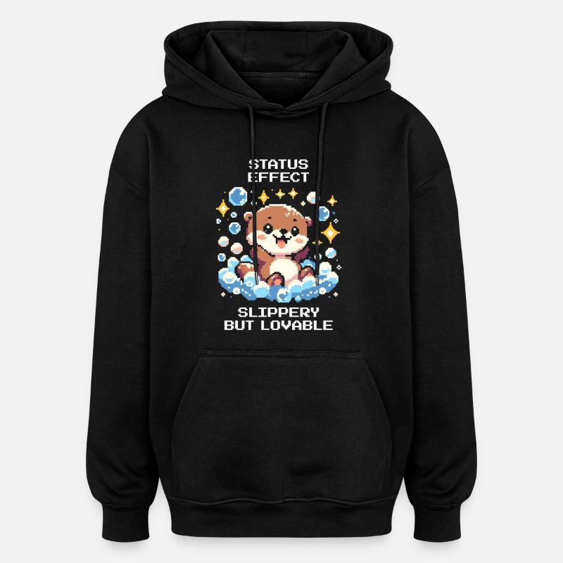 Statuseffekt: glitschig, aber liebenswert | Otter - Oversized Unisex Hoodie - Schwarz