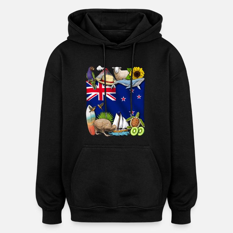 Fierté néo-zélandaise - Sweat à capuche oversize unisexe - noir