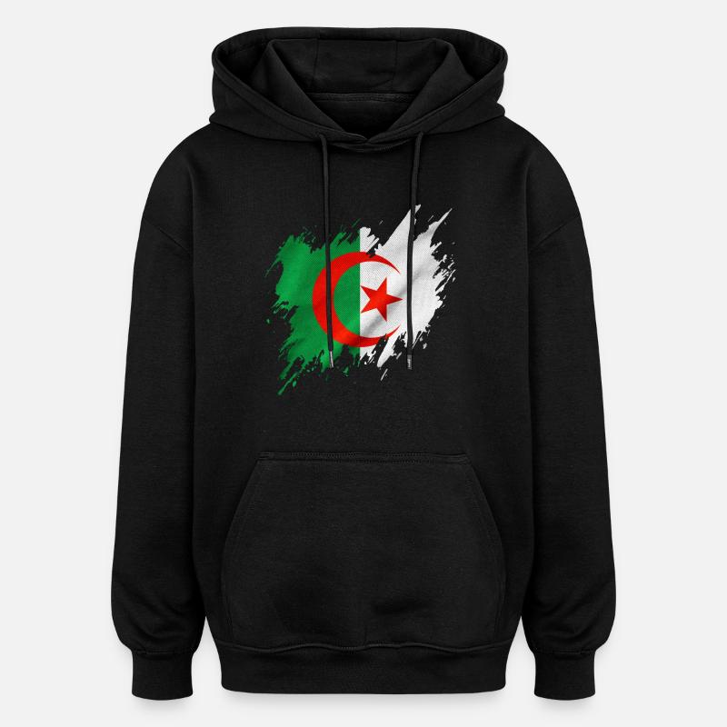 Drapeau de l’Algérie, style déchiré - Sweat à capuche oversize unisexe - noir
