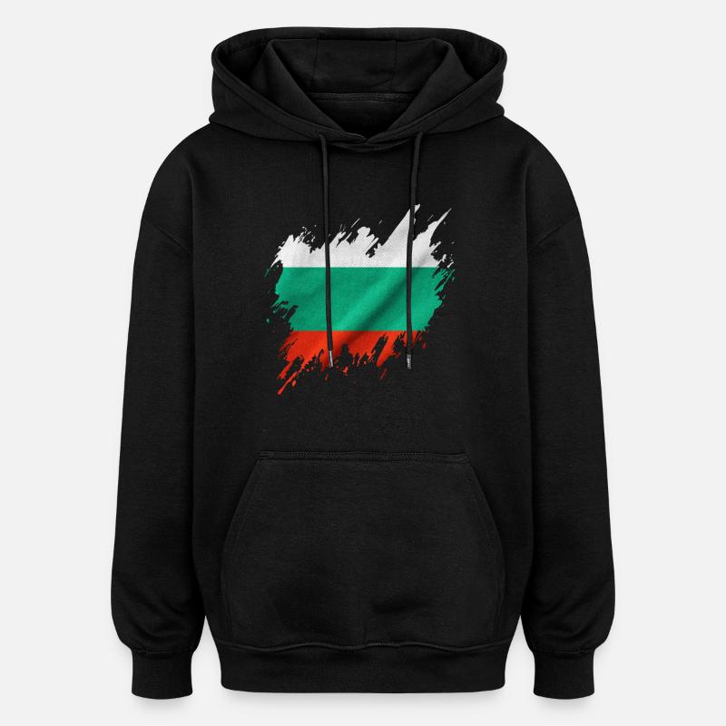 Drapeau bulgare, style déchiré - Sweat à capuche oversize unisexe - noir
