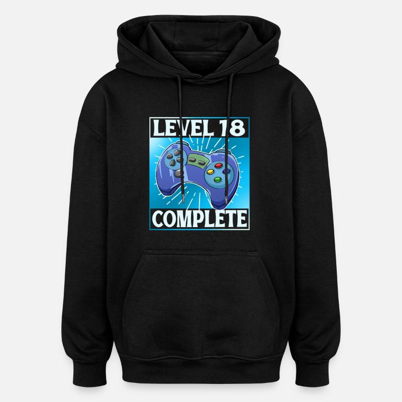 Niveau 18 terminé - Sweat à capuche oversize unisexe - noir