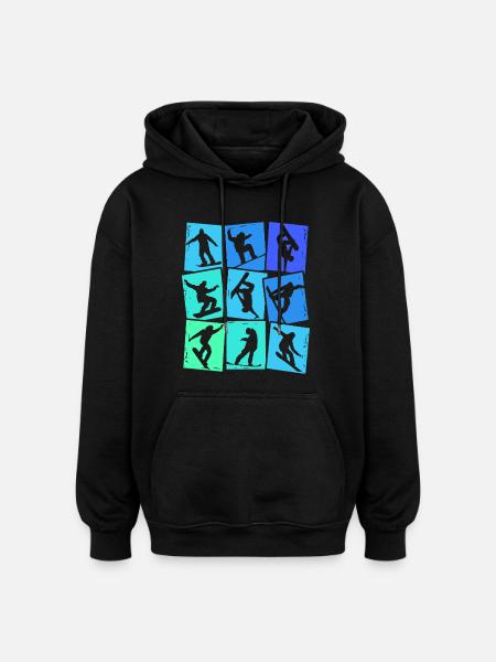 Snowboard Snowboarder Kids Boys Men - Oversized Unisex Hoodie - black