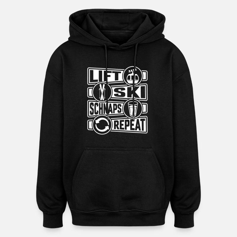 Lift Ski Schnapps Repeat Après Ski - Oversized Unisex Hoodie - black