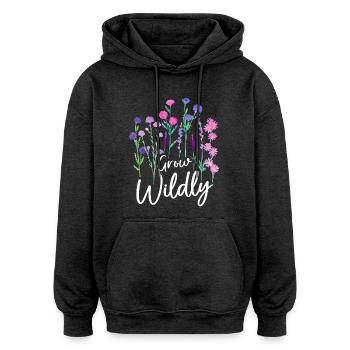 Wachse Wildblumen-Design - Oversized Unisex Hoodie - Anthrazit - Vorne - Noah (186cm)