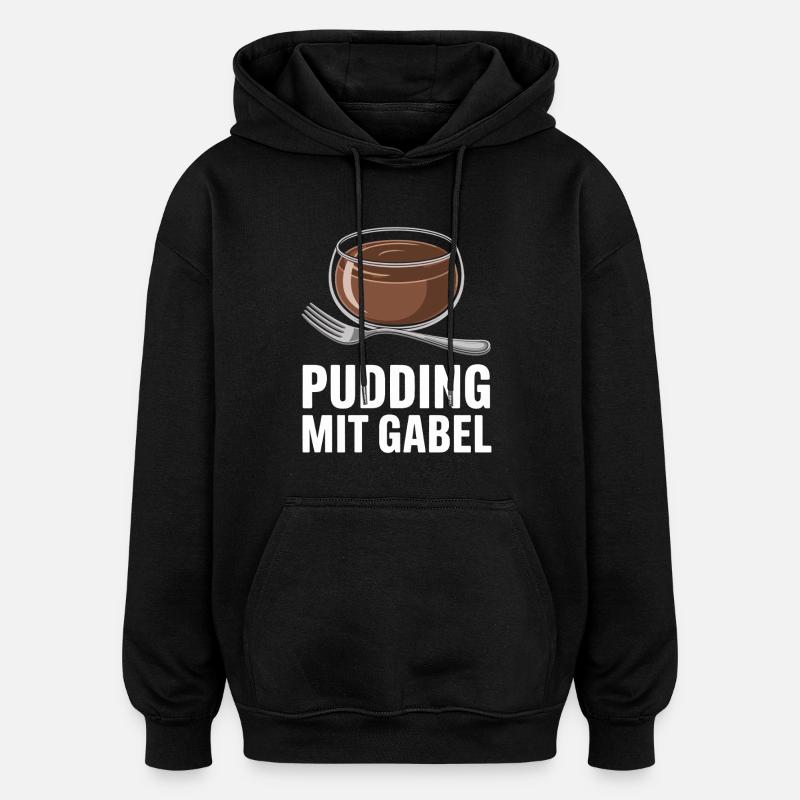 Pudding with fork - Oversized Unisex Hoodie - black