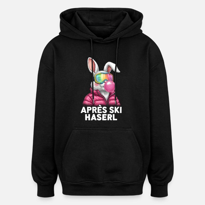 Après-ski lapin Pink Bubble Gum - Sweat à capuche oversize unisexe - noir