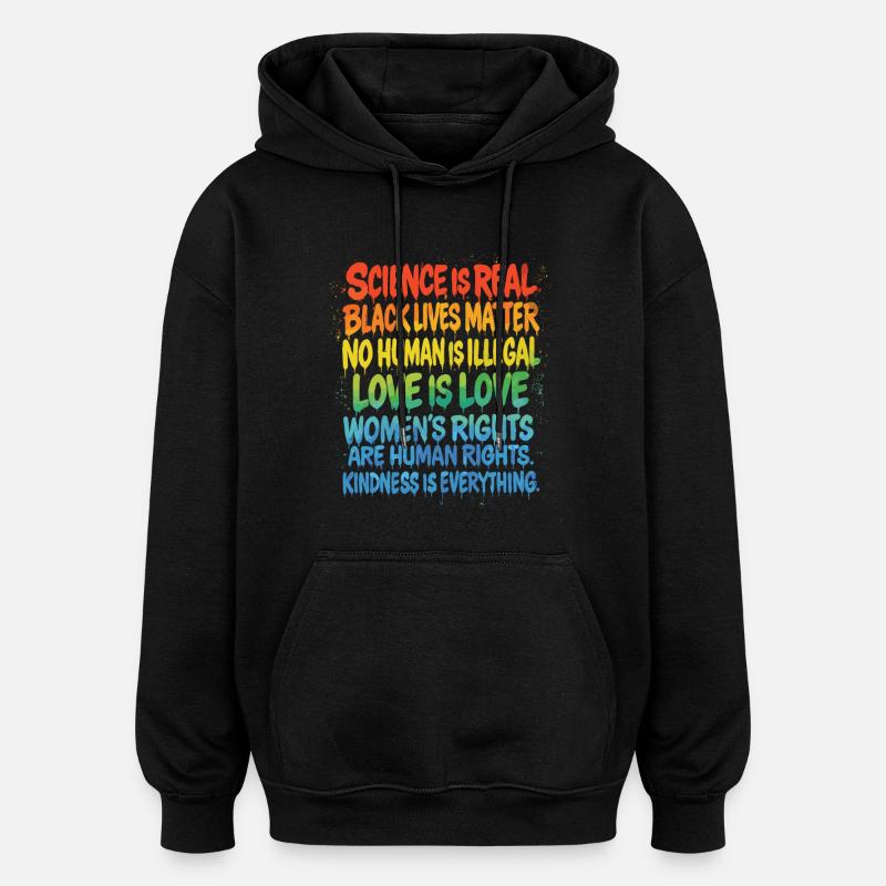 Regenbogen Statement – Human Rights Pride - Oversized Unisex Hoodie - Schwarz