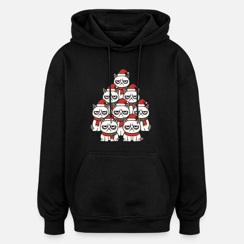 Grumpy Christmas Cats – Lustiges Katzen - Oversized Unisex Hoodie - black