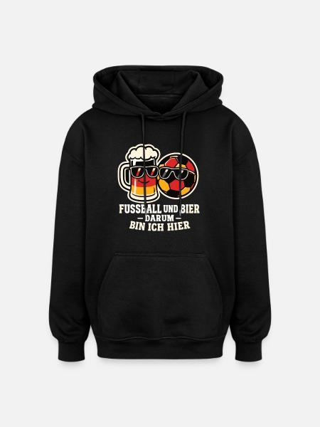 Fußball und Bier - Oversized Unisex Hoodie - Schwarz