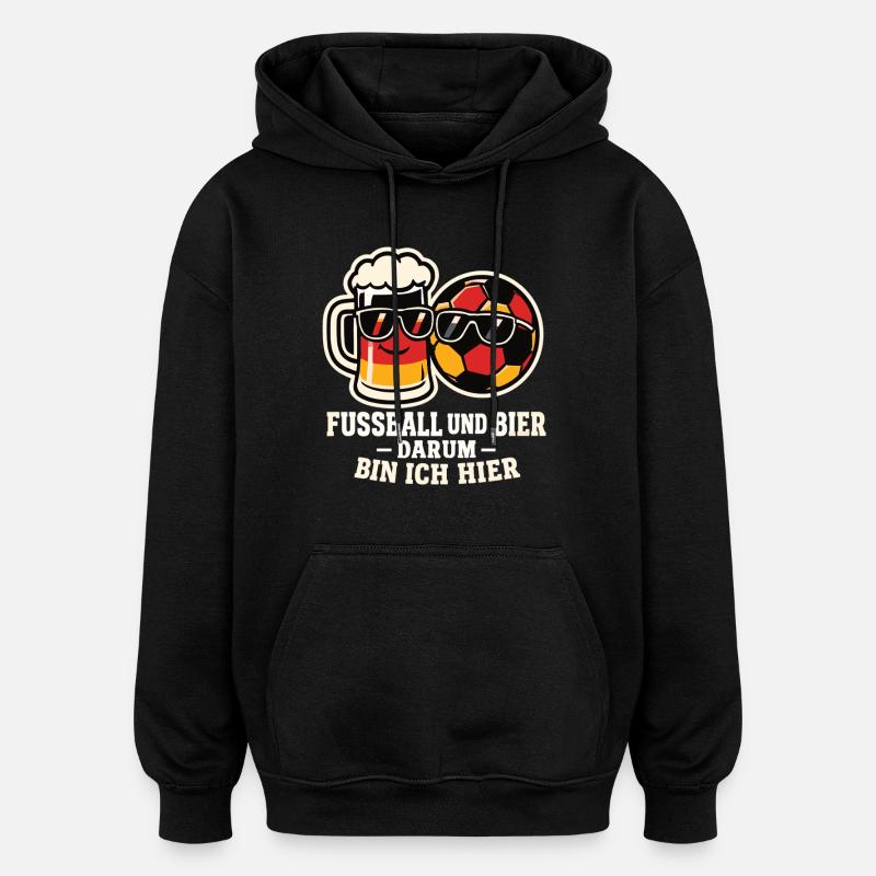 Fußball und Bier - Oversized Unisex Hoodie - Schwarz
