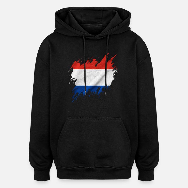Drapeau néerlandais, style déchiré - Sweat à capuche oversize unisexe - noir
