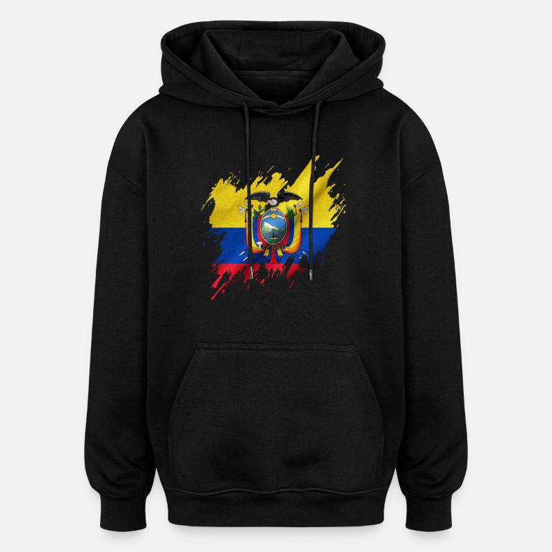 Drapeau de l’Équateur, style déchiré - Sweat à capuche oversize unisexe - noir