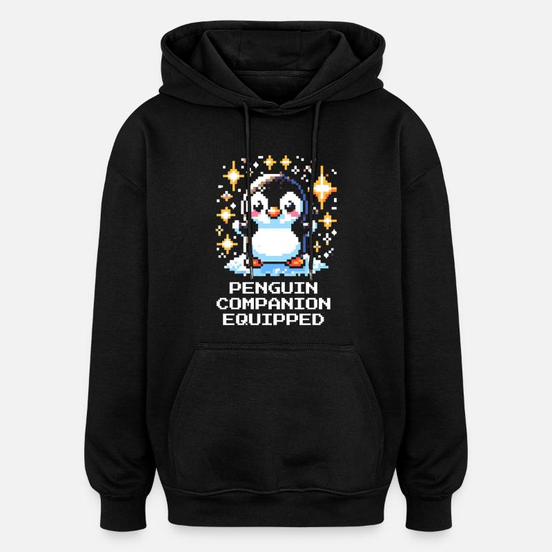 Compagnon pingouin | Compagnon de jeu mignon - Sweat à capuche oversize unisexe - noir