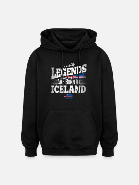Iceland Place of Birth Birthday - Oversized Unisex Hoodie - black