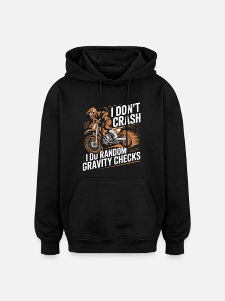 Random Gravity Checks Motocross - Oversized Unisex Hoodie - black