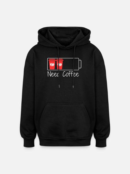Caffeine = 100% charge - Oversized Unisex Hoodie - black