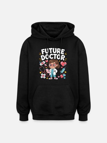 Future Doctor Cartoon - Oversized Unisex Hoodie - black