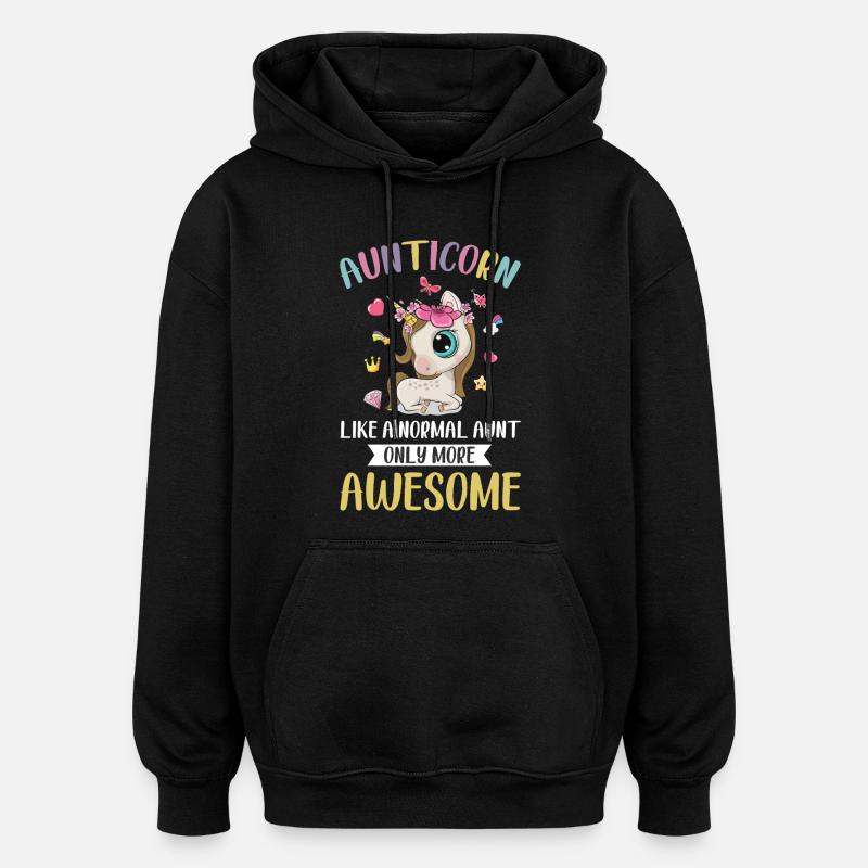 Tante Einhorn - Oversized Unisex Hoodie - Schwarz