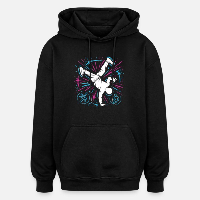 Breakdance Explosion – Danse streetstyle - Sweat à capuche oversize unisexe - noir