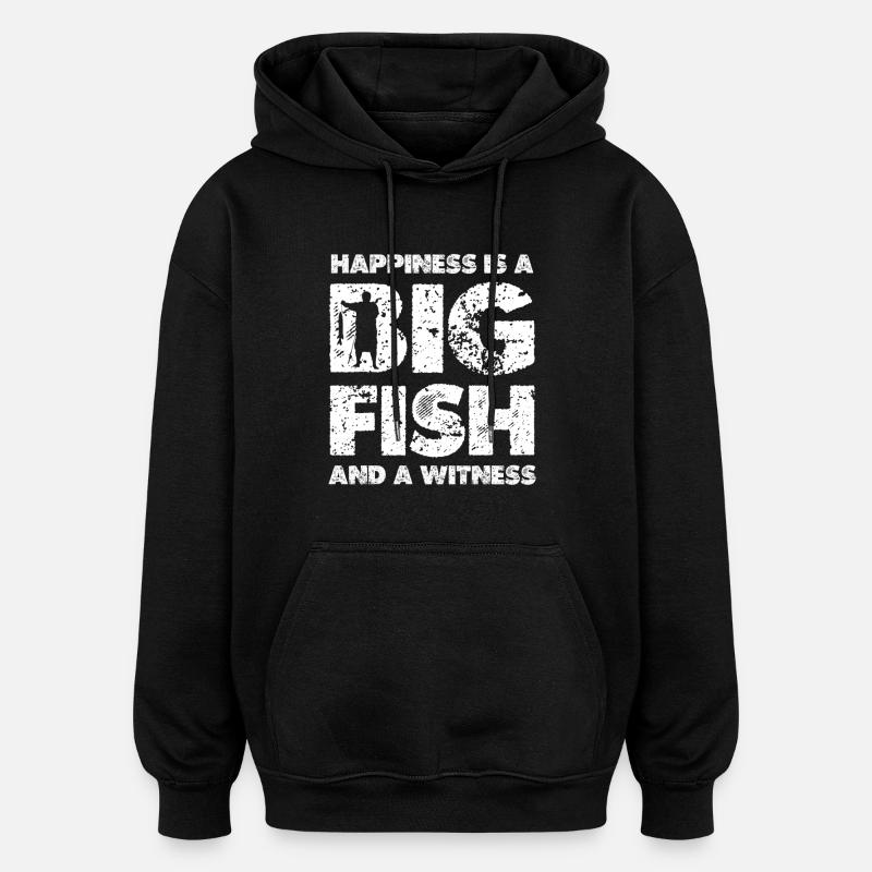 Gros Poissons Bonheur - Sweat à capuche oversize unisexe - noir