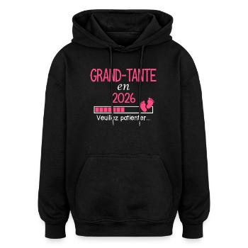Grand-Tante en 2026 cadeau Future Tatie - Sweat à capuche oversize unisexe - noir - Devant - Noah (186cm)