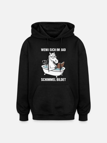 Badlesendes Pferd mit Schimmelwitz - Oversized Unisex Hoodie - Schwarz