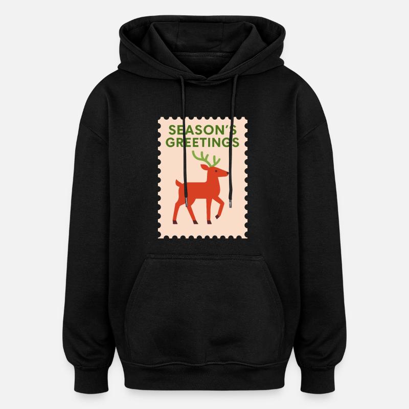 Weihnachtsgrüße Rentier Weihnachtskarte Design - Oversized Unisex Hoodie - Schwarz