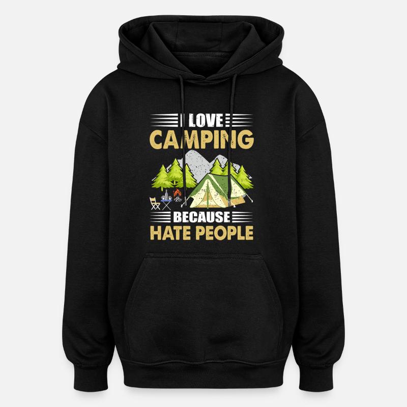 Camping - Sweat à capuche oversize unisexe - noir