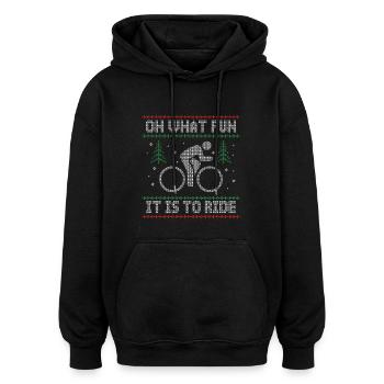 LUSTIGER UGLY CHRISTMAS RENNRAD RADSPORT FAHRRAD - Oversized Unisex Hoodie - Schwarz - Vorne - Noah (186cm)