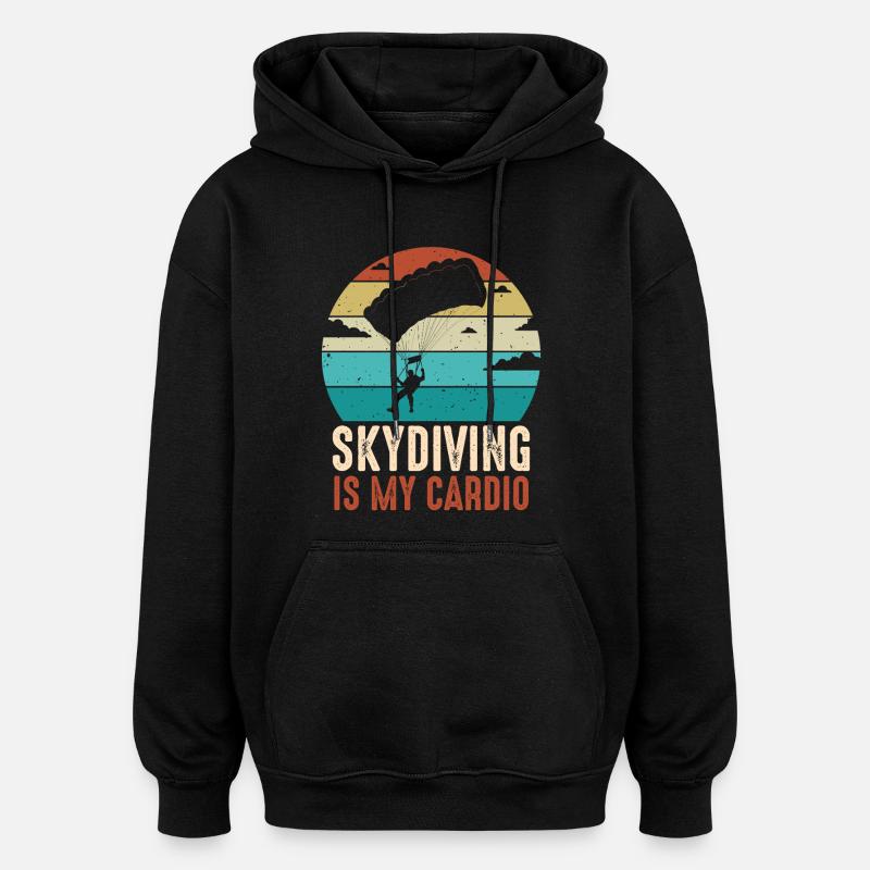 Parachutisme Cardio Retro Sunset - Sweat à capuche oversize unisexe - noir