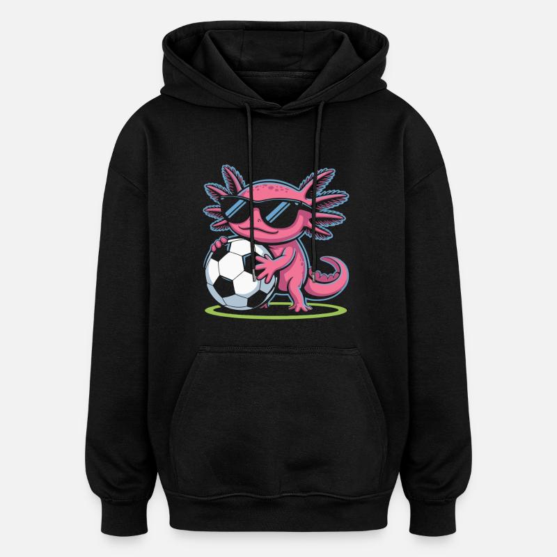 Axolotl rose avec lueur de football - Sweat à capuche oversize unisexe - noir