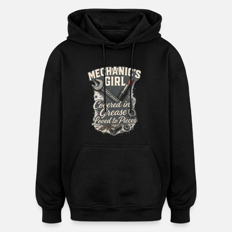 Mécanicienne : Aimer avec la graisse - Sweat à capuche oversize unisexe - noir