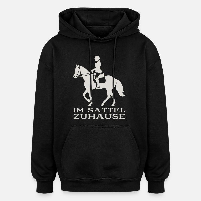 Chez soi en selle - Sweat à capuche oversize unisexe - noir