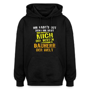 Cadeau de constructeur - Sweat à capuche oversize unisexe - noir - Devant - Noah (186cm)