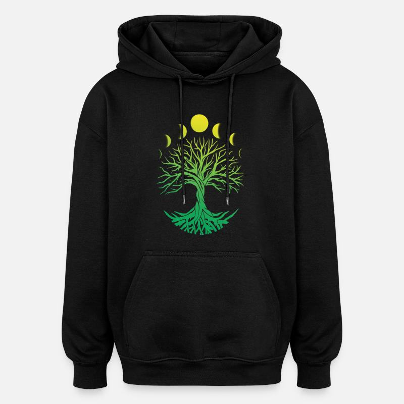 Tree Circle Moon Phases - Oversized Unisex Hoodie - black