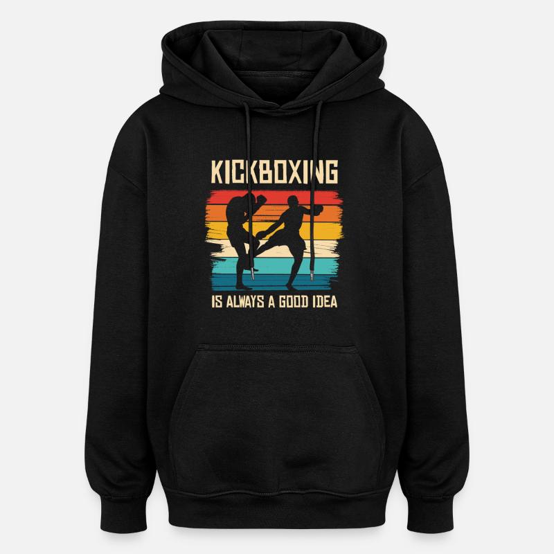 Kickboxing in rainbow style - Oversized Unisex Hoodie - black