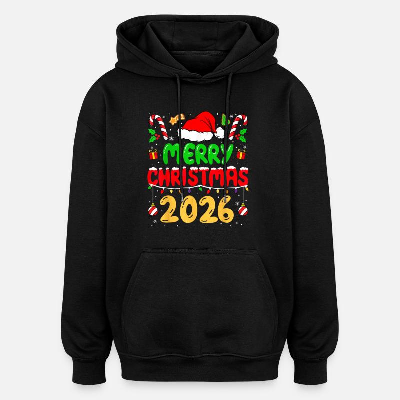 Joyeux Noël 2026 - Sweat à capuche oversize unisexe - noir