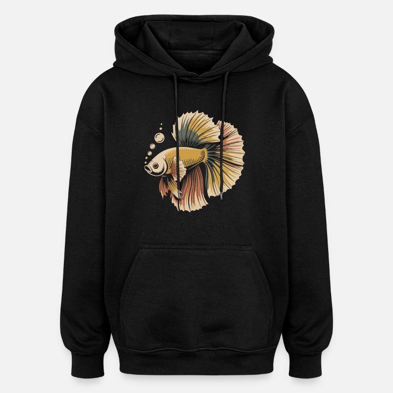 Magnifique Imprimé de Poisson Betta - Sweat à capuche oversize unisexe - noir