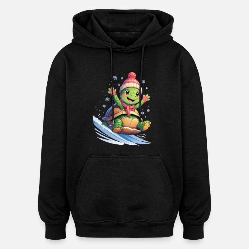 Winterwelle Surfturtle - Oversized Unisex Hoodie - Schwarz